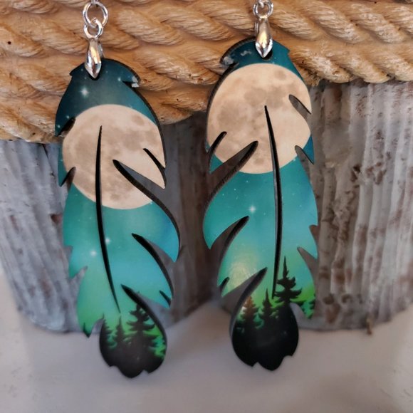 Moonlight Feather Earrings - Picture 1 of 6